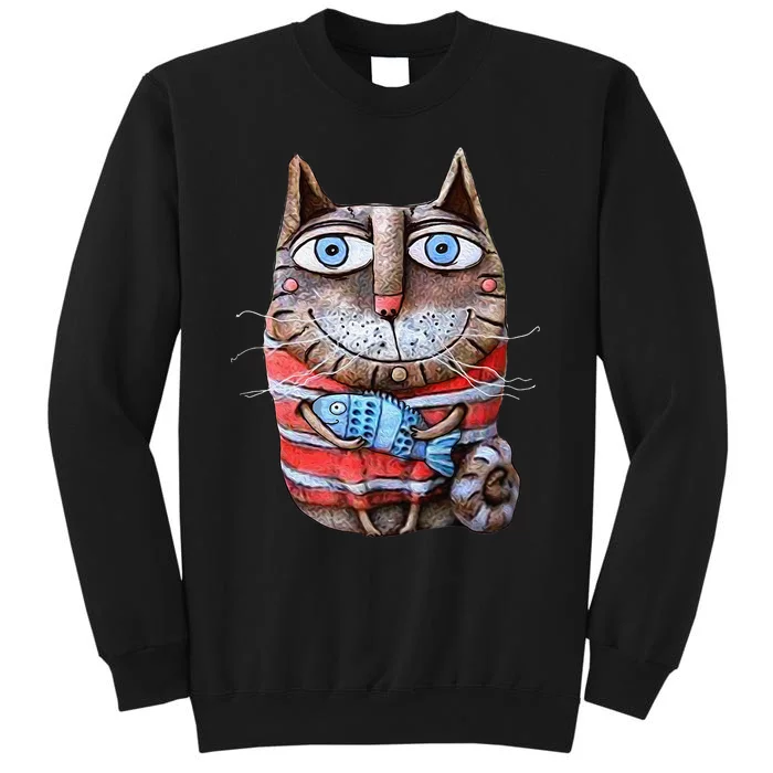 Sweet Cat Motifs Cat Tall Sweatshirt