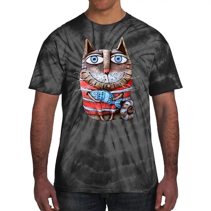 Sweet Cat Motifs Cat Tie-Dye T-Shirt