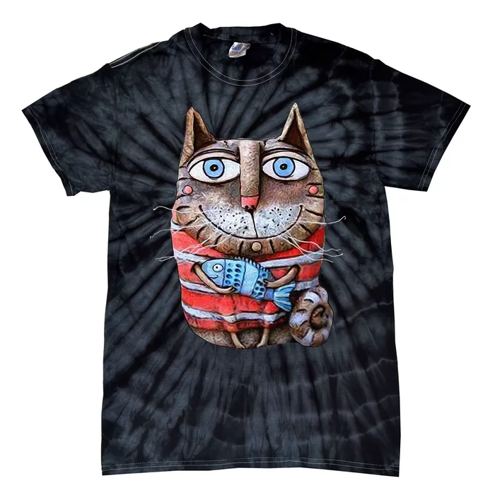 Sweet Cat Motifs Cat Tie-Dye T-Shirt