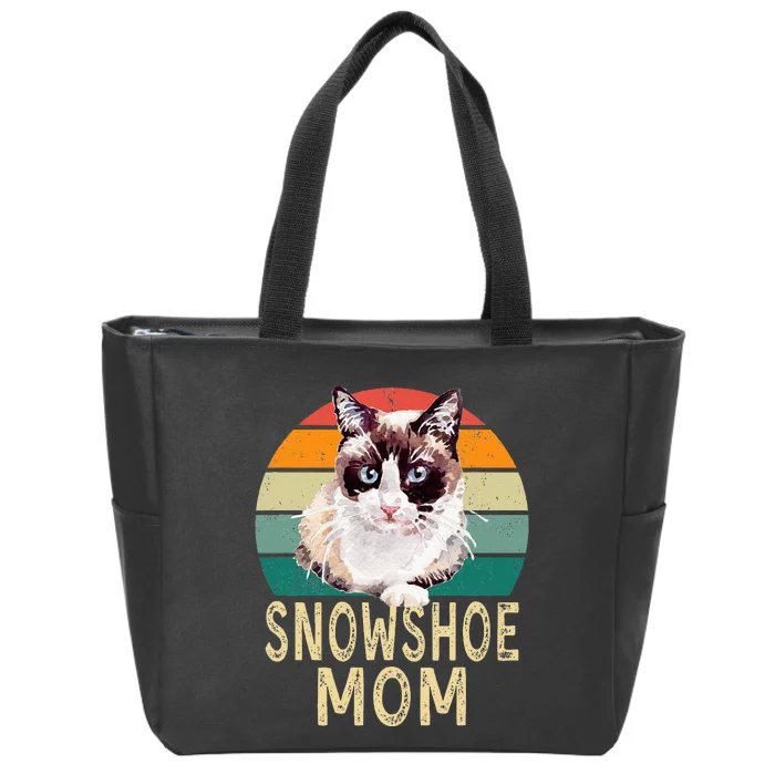 Snowshoe Cat Mom Retro Vintage Funny I Love My Cat Zip Tote Bag