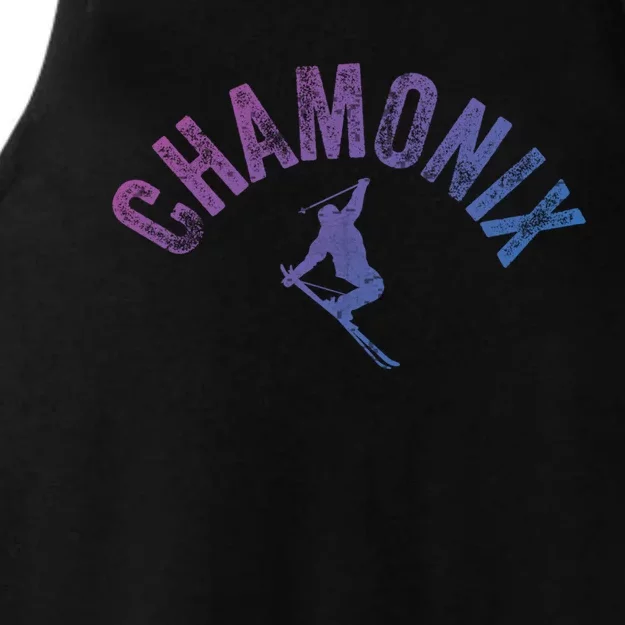 Ski Chamonix Mont Blanc Skier France Vintage Skiing Europe Cool Gift Ladies Tri-Blend Wicking Tank