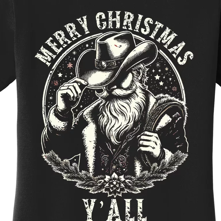 Santa Claus Merry Christmas Y'all Western Country Women's T-Shirt