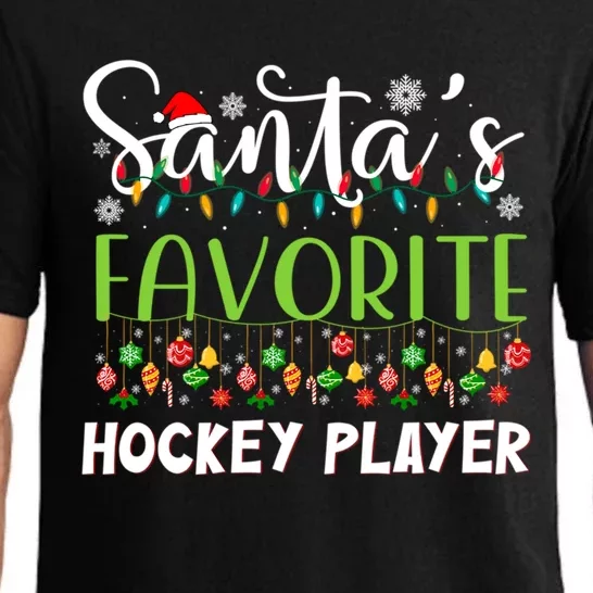 Santa Claus Merry Christmas SantaS Favorite Hockey Player Meaningful Gift Pajama Set