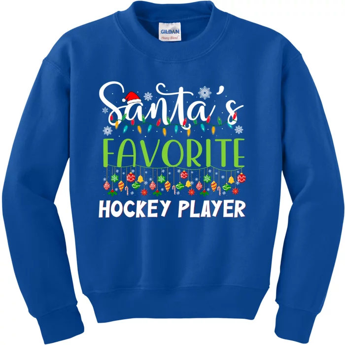 Santa Claus Merry Christmas SantaS Favorite Hockey Player Meaningful Gift Kids Sweatshirt