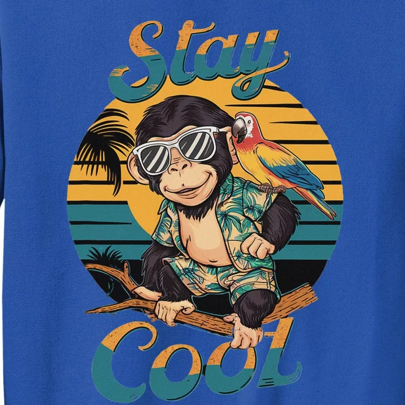 Stay Cool Monkey With Parrot Friend Jungle Time Fun Tall Sweatshirt