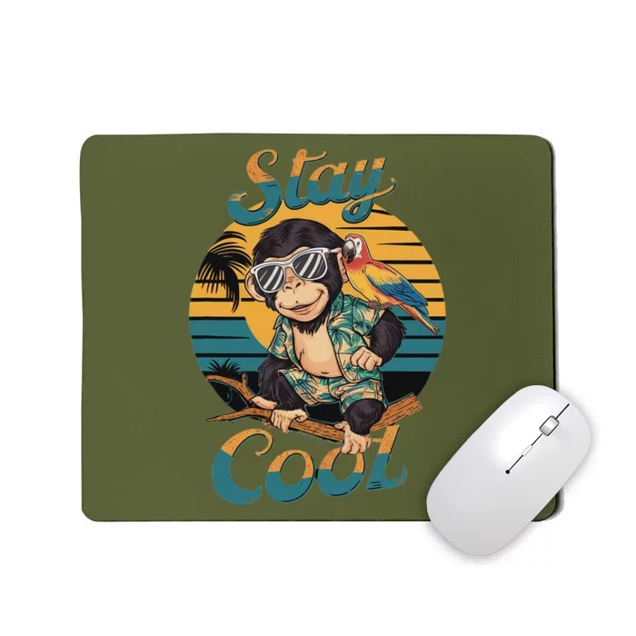 Stay Cool Monkey With Parrot Friend Jungle Time Fun Mousepad