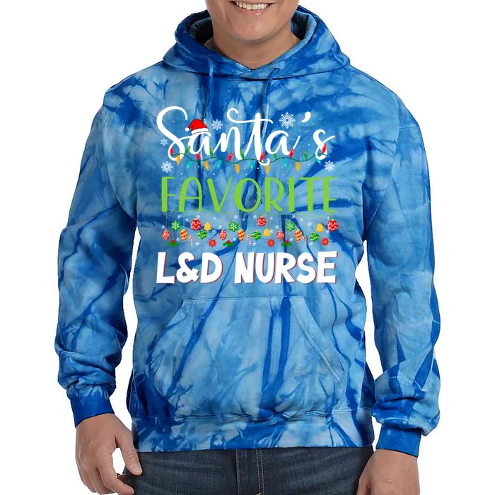 Santa Claus Merry Christmas SantaS Favorite L And D Nurse Cute Gift Tie Dye Hoodie