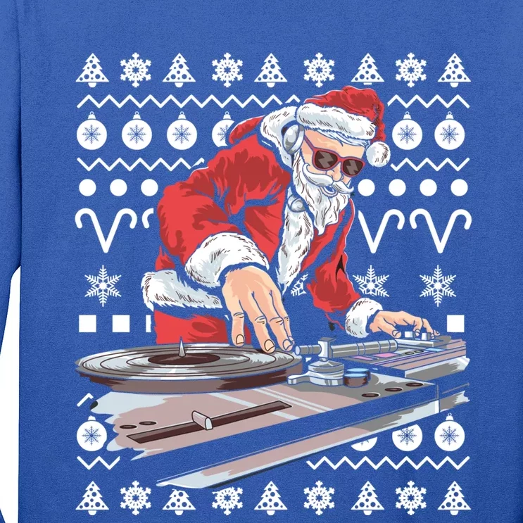 Santa Claus Music Dj Tacky Christmas Ugly Xmas Gift Long Sleeve Shirt