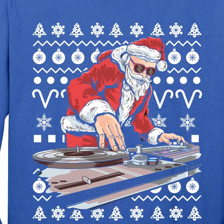 Santa Claus Music Dj Tacky Christmas Ugly Xmas Gift Tall Long Sleeve T-Shirt