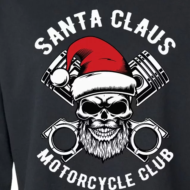 Santa Claus Motorcycle Club Christmas Pajama Cool Xmas Biker Cropped Pullover Crew