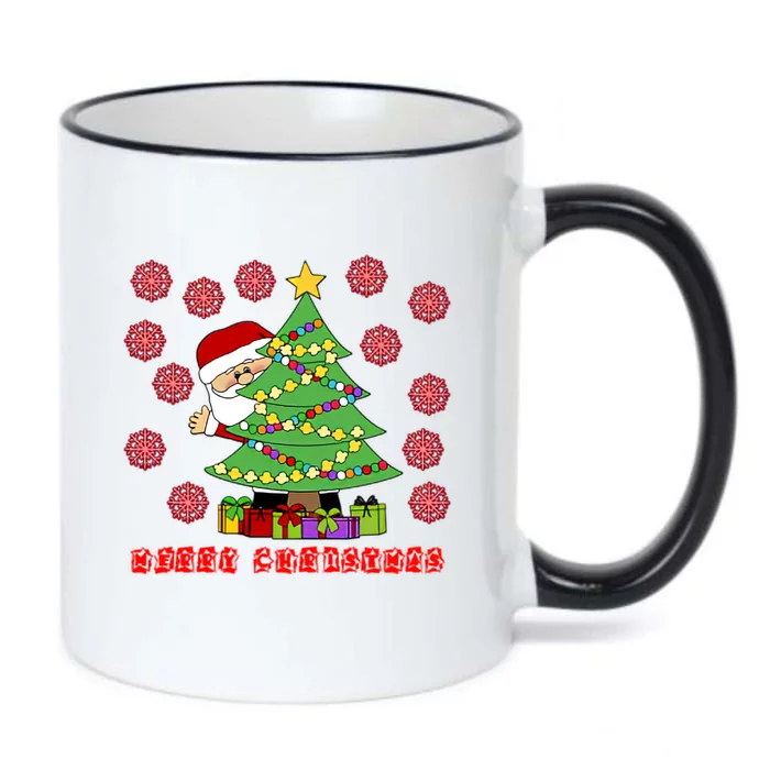 Santa Claus Merry Christmas Tree Black Color Changing Mug