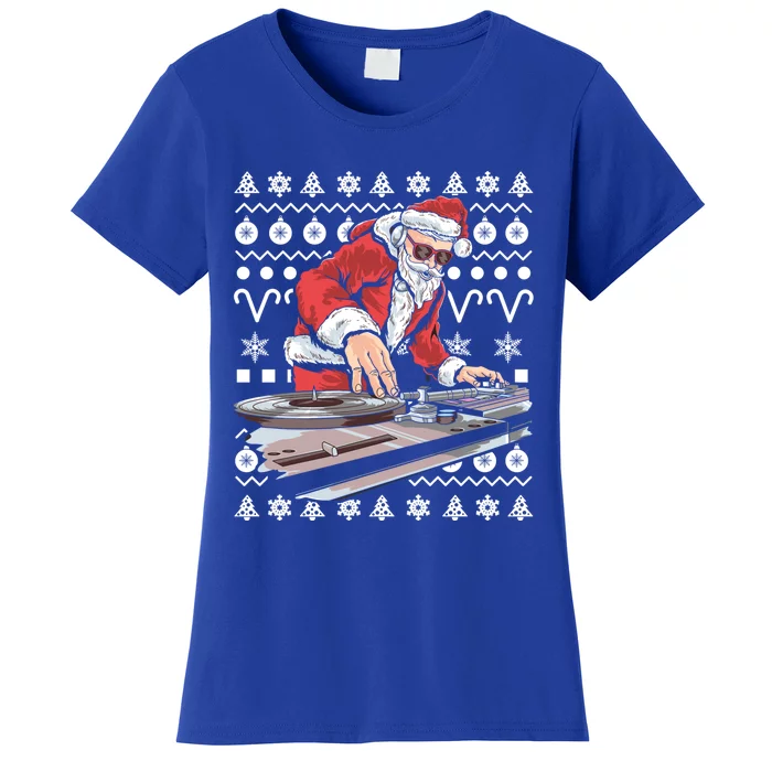 Santa Claus Music Dj Tacky Christmas Ugly Xmas Funny Gift Women's T-Shirt