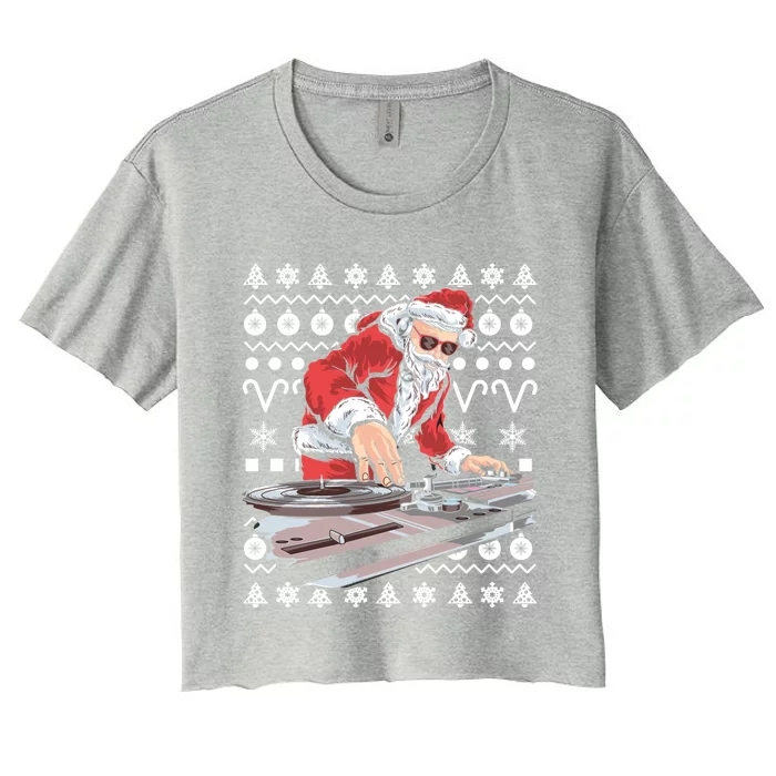 Santa Claus Music Dj Tacky Christmas Ugly Xmas Funny Gift Women's Crop Top Tee