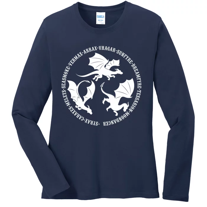 Syrax Caraxes Meleys Seasmoke House Targaryen Dragon Ladies Long Sleeve Shirt