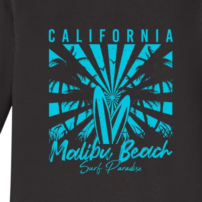 Surfing California Malibu Beach Surf Paradise Cool Summer Gift Baby Long Sleeve Bodysuit