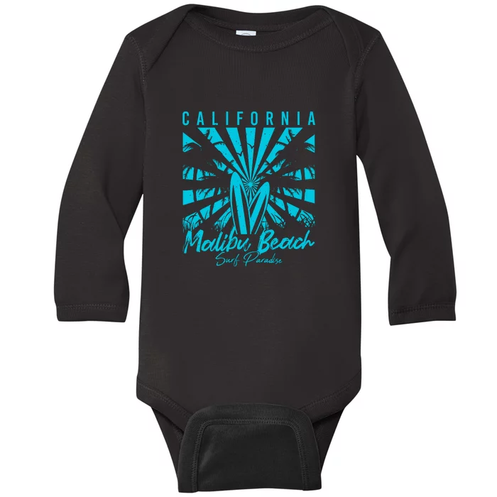 Surfing California Malibu Beach Surf Paradise Cool Summer Gift Baby Long Sleeve Bodysuit