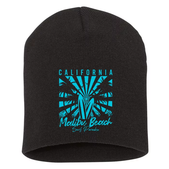 Surfing California Malibu Beach Surf Paradise Cool Summer Gift Short Acrylic Beanie