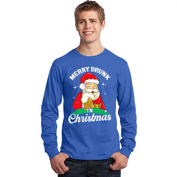 Santa Claus Merry Drunk I’M Christmas Print Funny Gift Tall Long Sleeve T-Shirt