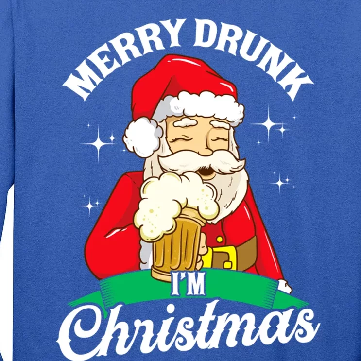 Santa Claus Merry Drunk I’M Christmas Print Funny Gift Tall Long Sleeve T-Shirt