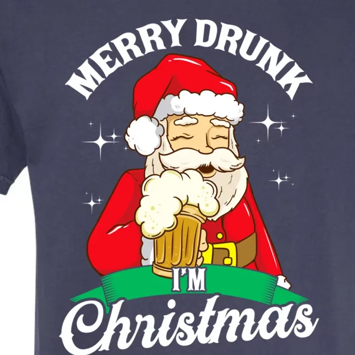 Santa Claus Merry Drunk I’M Christmas Print Funny Gift Garment-Dyed Heavyweight T-Shirt