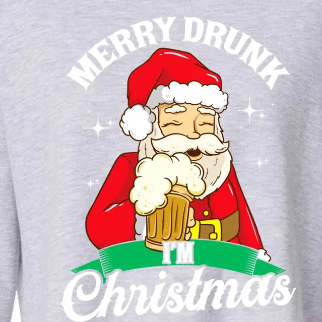 Santa Claus Merry Drunk I’M Christmas Print Funny Gift Cropped Pullover Crew