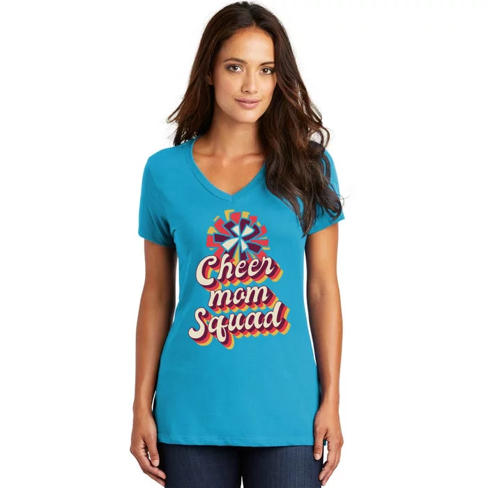 S Cheer Mom Squad Gift Pom Pom Retro Cheerleader Meaningful Gift Women's V-Neck T-Shirt