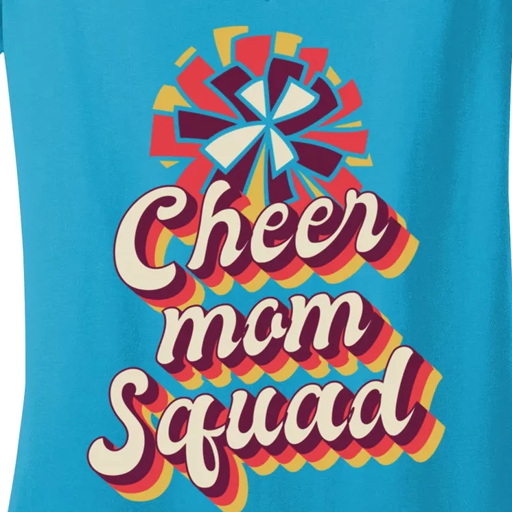 S Cheer Mom Squad Gift Pom Pom Retro Cheerleader Meaningful Gift Women's V-Neck T-Shirt