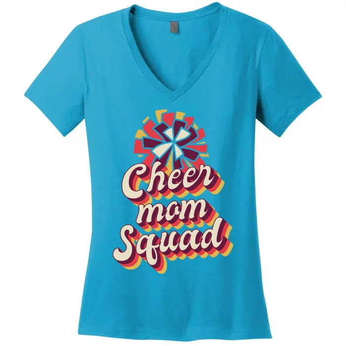 S Cheer Mom Squad Gift Pom Pom Retro Cheerleader Meaningful Gift Women's V-Neck T-Shirt