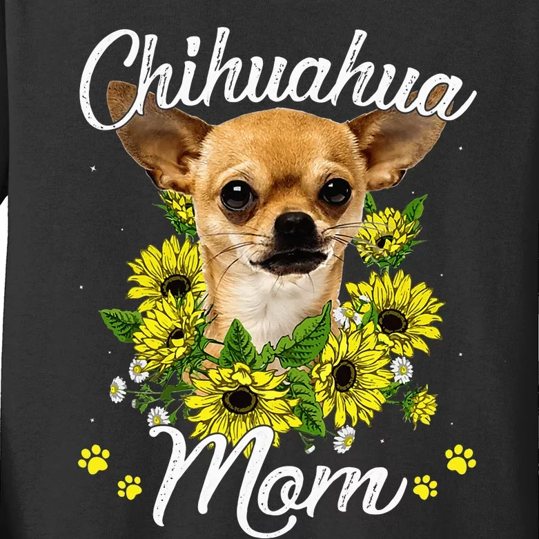 Sunflower Chihuahua Mom Lover Mother's Day Kids Long Sleeve Shirt