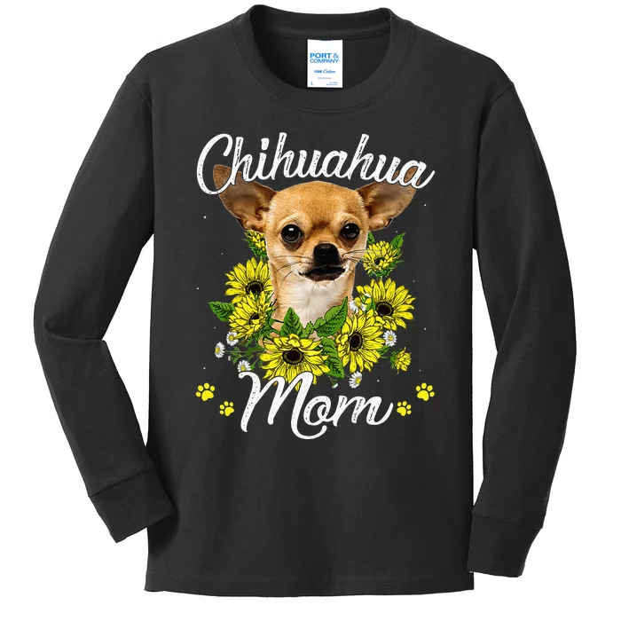 Sunflower Chihuahua Mom Lover Mother's Day Kids Long Sleeve Shirt