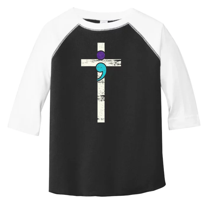 Semicolon Cross Mental Health Awareness Costume Warrior Toddler Fine Jersey T-Shirt