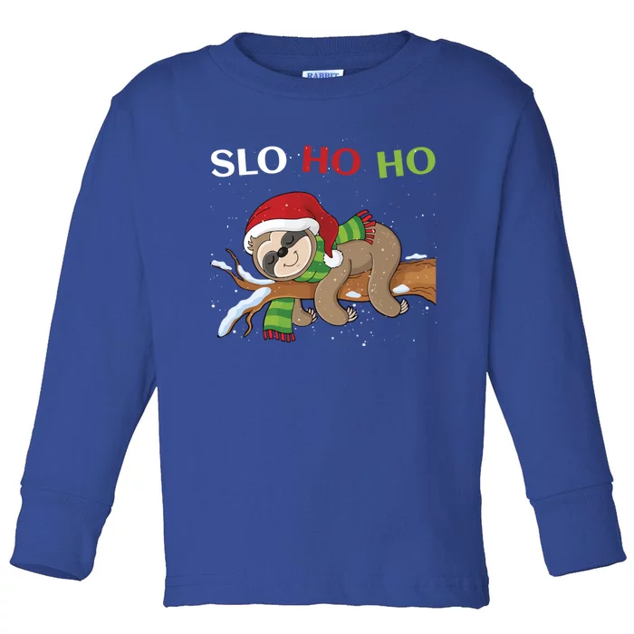 Sloth Christmas Merry Slothmas Slo Ho Ho Cool Gift Toddler Long Sleeve Shirt