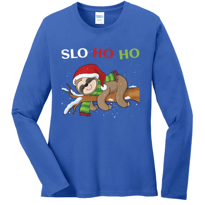 Sloth Christmas Merry Slothmas Slo Ho Ho Cool Gift Ladies Long Sleeve Shirt