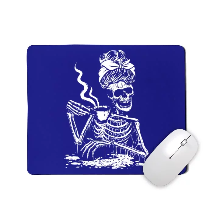 Skeleton Coffee Messy Bun Gift Front Design Funny Gift Mousepad