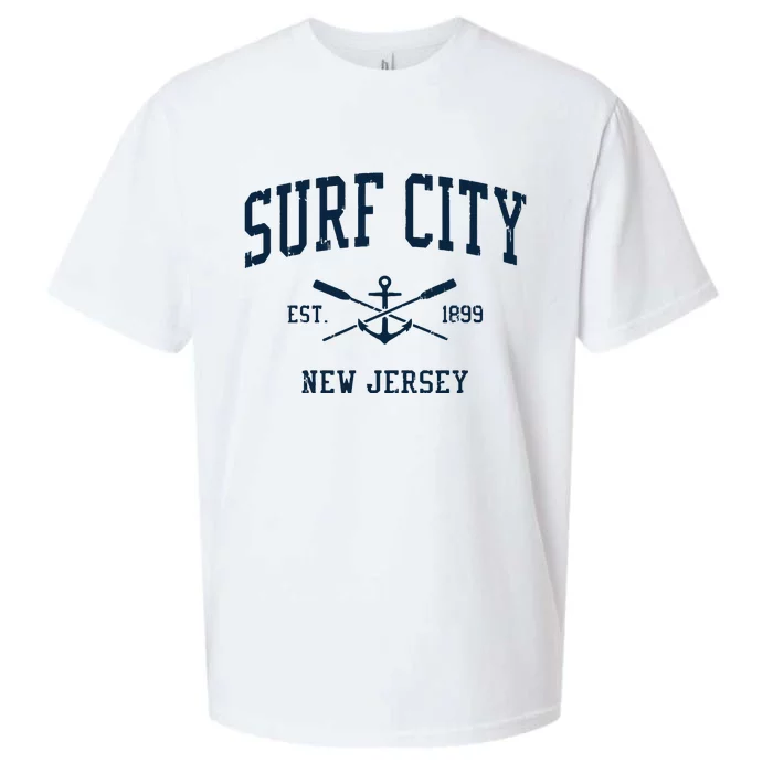 Surf City Nj Vintage Crossed Oars Boat Anchor Sueded Cloud Jersey T-Shirt