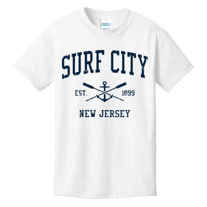 Surf City Nj Vintage Crossed Oars Boat Anchor Kids T-Shirt