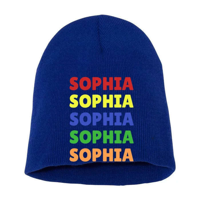 Sophia Colorful Name Stack Pride In Your Name Gift Short Acrylic Beanie