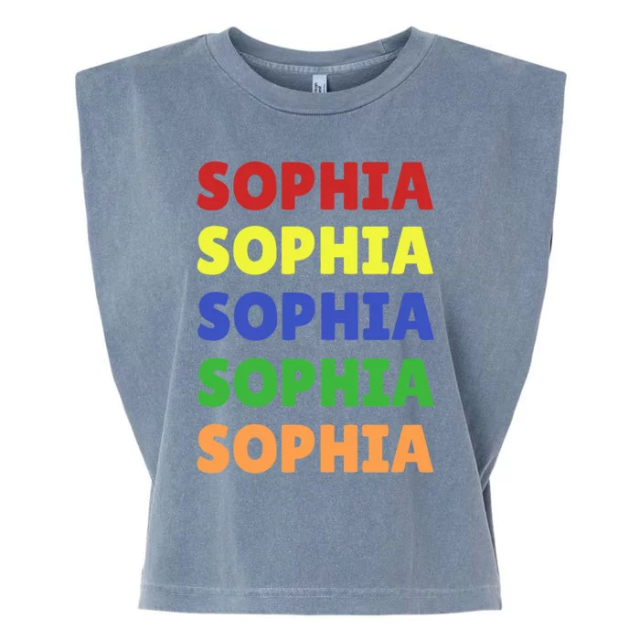 Sophia Colorful Name Stack Pride In Your Name Gift Garment-Dyed Women's Muscle Tee