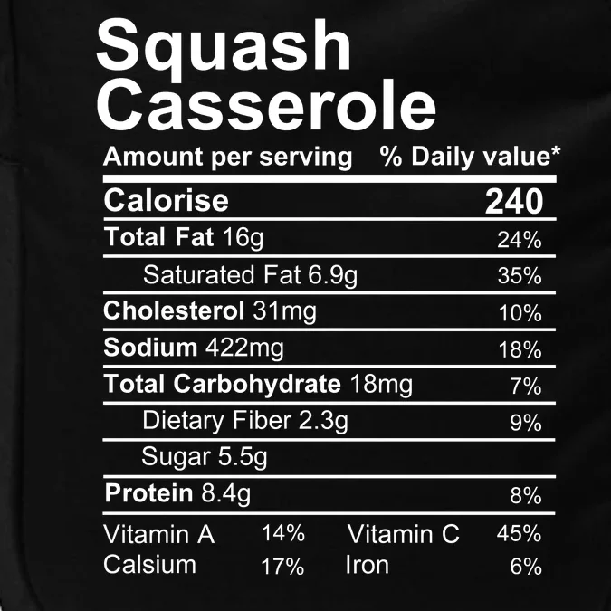 Squash Casserole Nutrition Facts Label Impact Tech Backpack