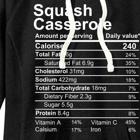 Squash Casserole Nutrition Facts Label Women's Fleece Hoodie