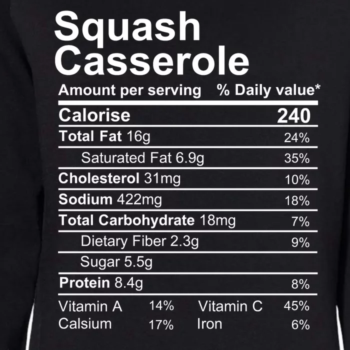 Squash Casserole Nutrition Facts Label Womens California Wash Sweatshirt