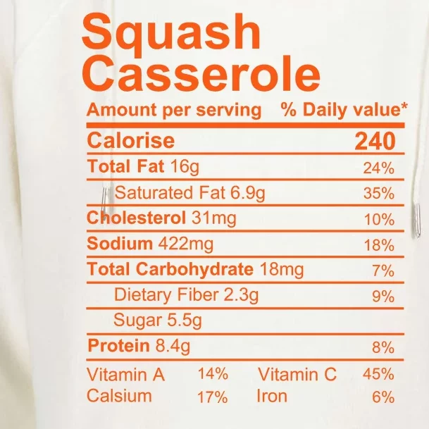 Squash Casserole Nutrition Facts Label Womens Funnel Neck Pullover Hood