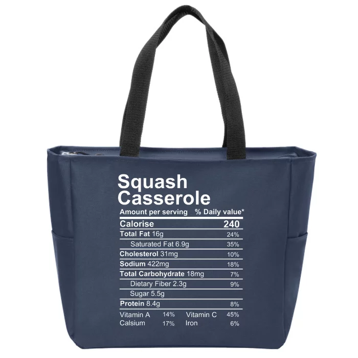 Squash Casserole Nutrition Facts Label Zip Tote Bag