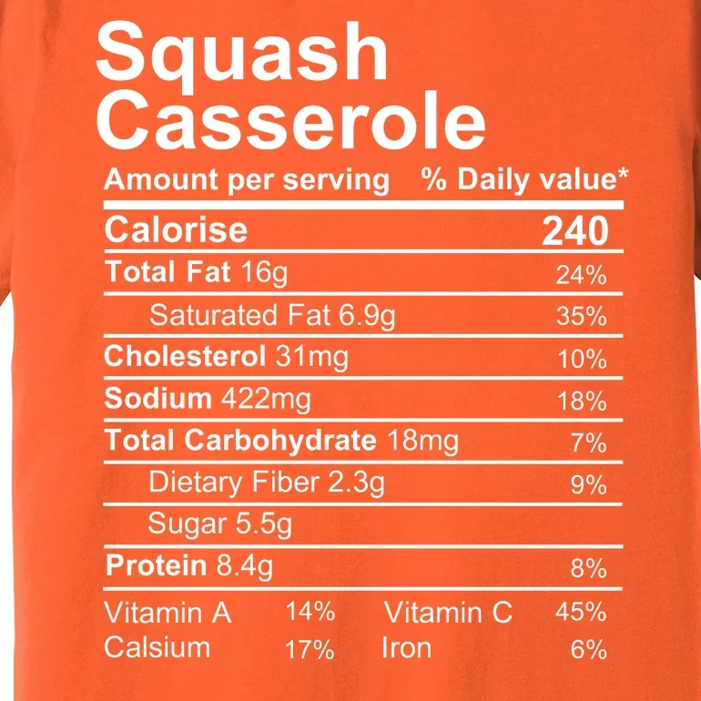 Squash Casserole Nutrition Facts Label Premium T-Shirt