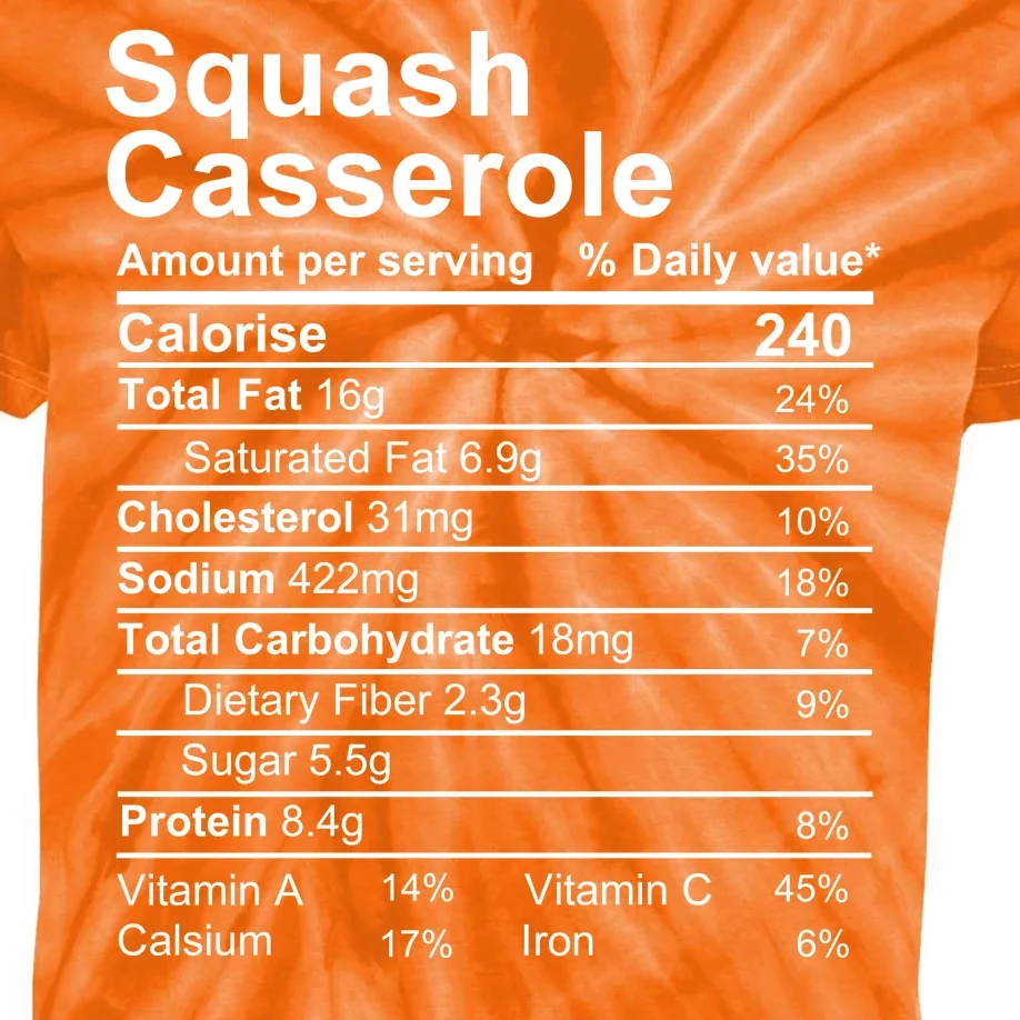 Squash Casserole Nutrition Facts Label Kids Tie-Dye T-Shirt