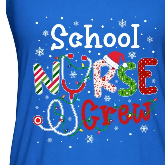 School Christmas Nurse Crew Funny Nursing Christmas Pattern Gift Ladies Essential Flowy Tank