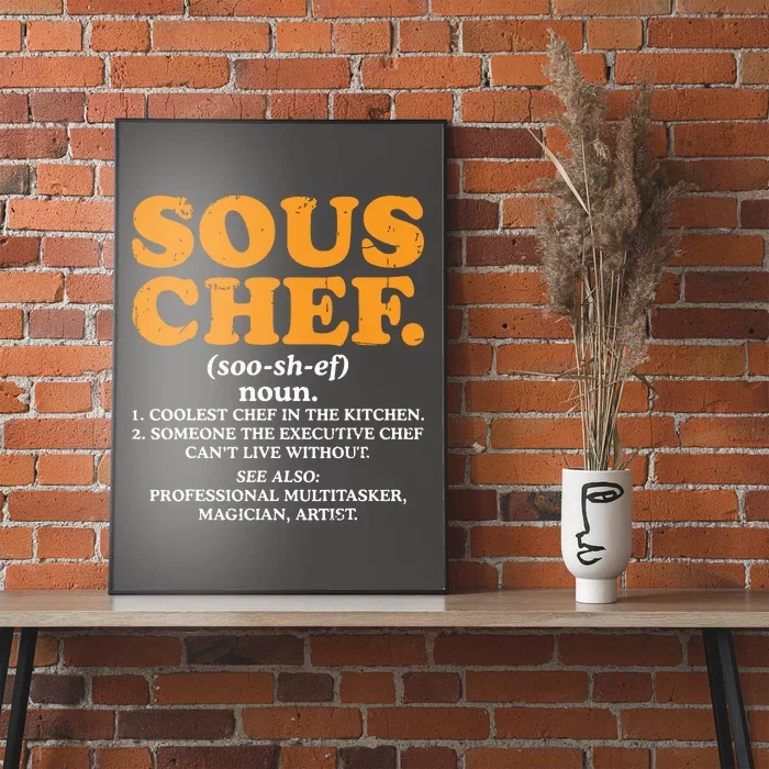 Sous Chef Noun Definition Funny Cooking Term Men Women Cook Poster