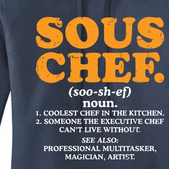 Sous Chef Noun Definition Funny Cooking Term Men Women Cook Women's Pullover Hoodie