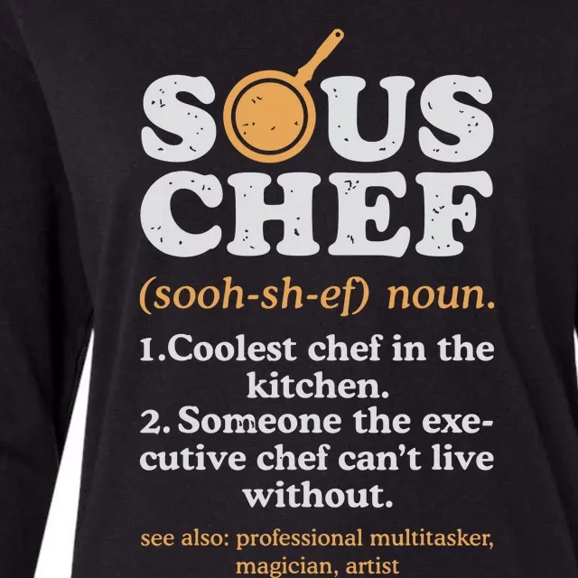 Sous Chef Noun Definition Funny Cooking Term Men Women Cook Womens Cotton Relaxed Long Sleeve T-Shirt