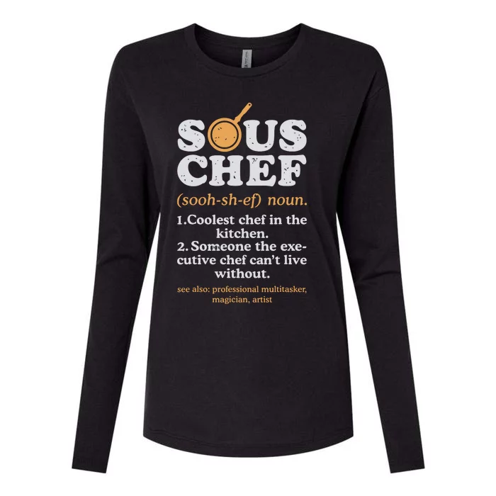 Sous Chef Noun Definition Funny Cooking Term Men Women Cook Womens Cotton Relaxed Long Sleeve T-Shirt